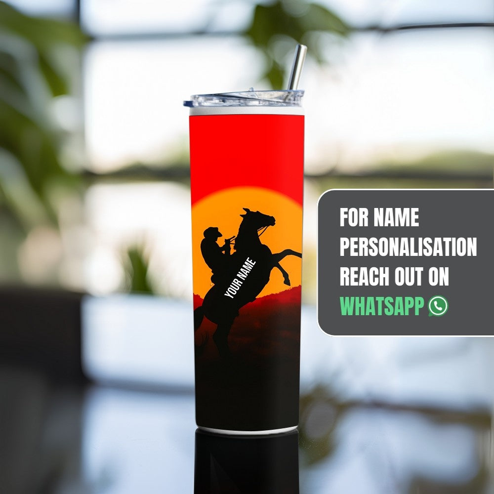 "Cowboy Silhouette" Tumbler with Metal Straw