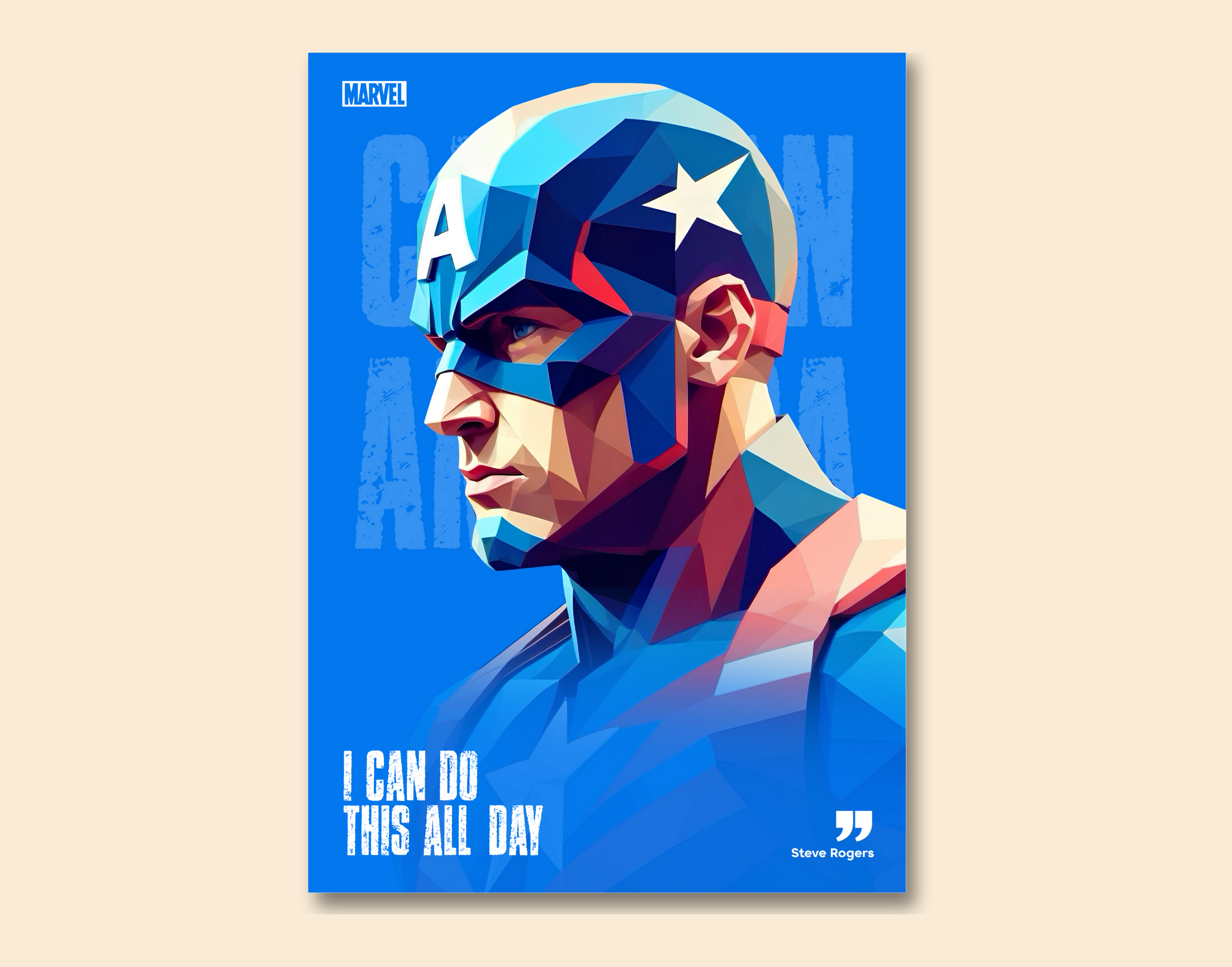 "I CAN DO THIS ALL DAY: CAPTAIN AMERICA"- Shiny & Sturdy Metallic Poster  Art That Pops & Sticks (Literally!)