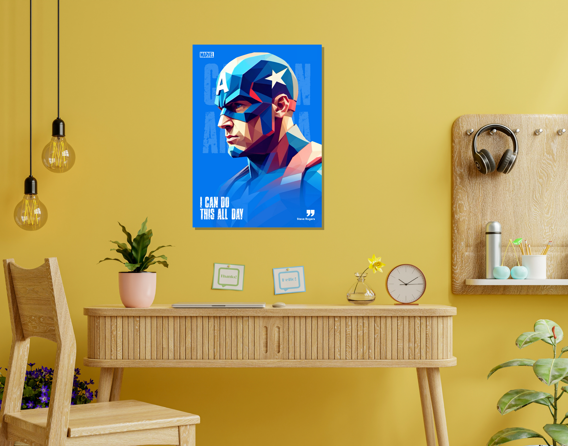 "I CAN DO THIS ALL DAY: CAPTAIN AMERICA"- Shiny & Sturdy Metallic Poster  Art That Pops & Sticks (Literally!)