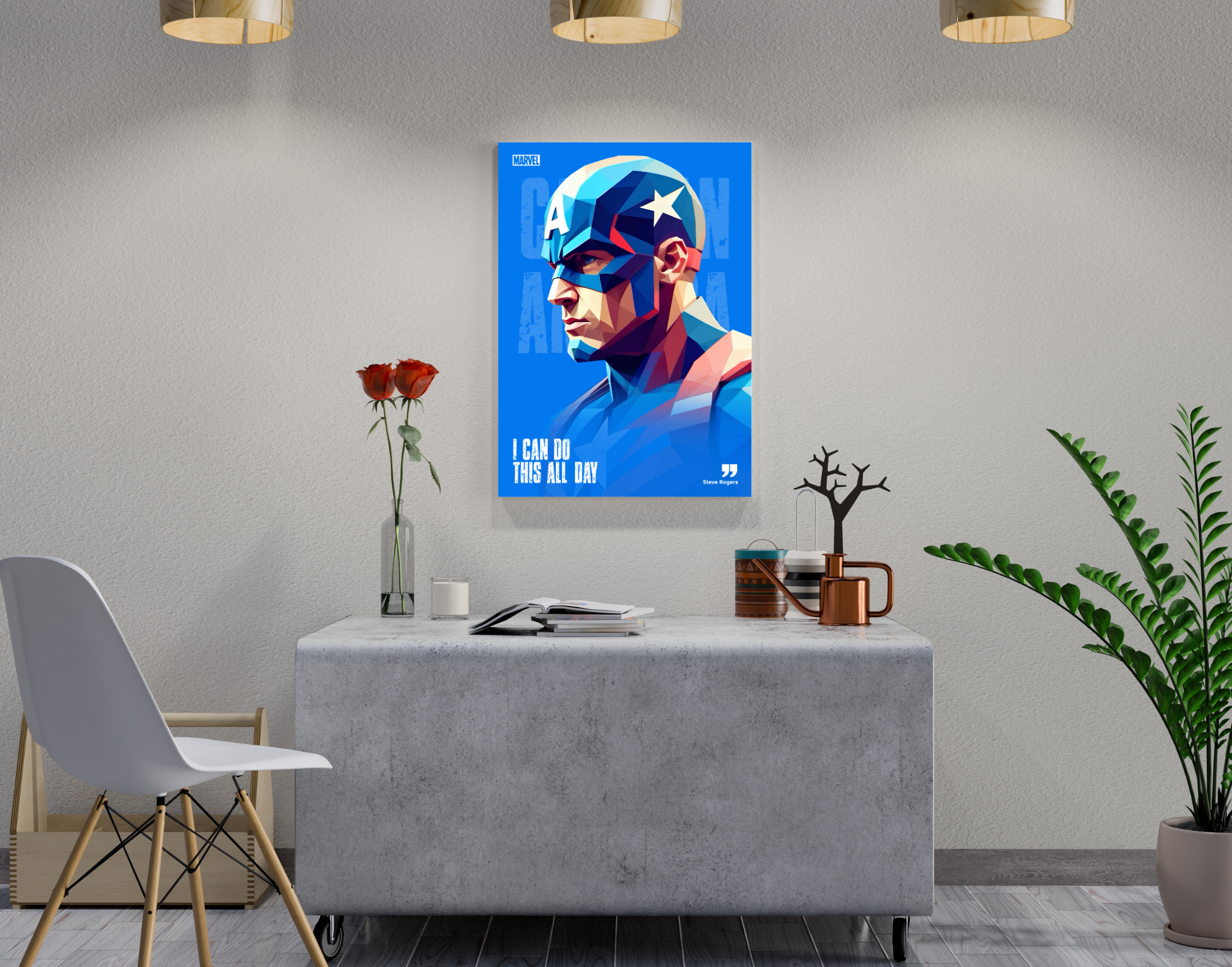 "I CAN DO THIS ALL DAY: CAPTAIN AMERICA"- Shiny & Sturdy Metallic Poster  Art That Pops & Sticks (Literally!)