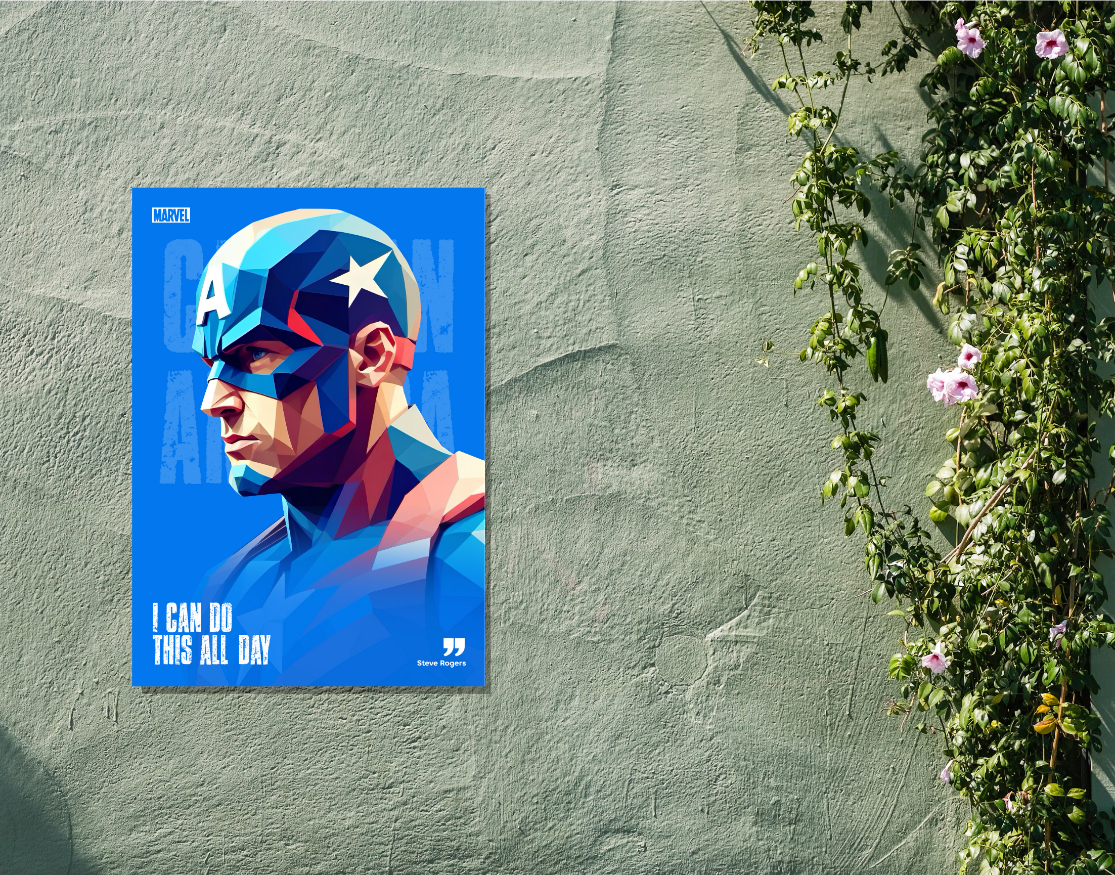 "I CAN DO THIS ALL DAY: CAPTAIN AMERICA"- Shiny & Sturdy Metallic Poster  Art That Pops & Sticks (Literally!)