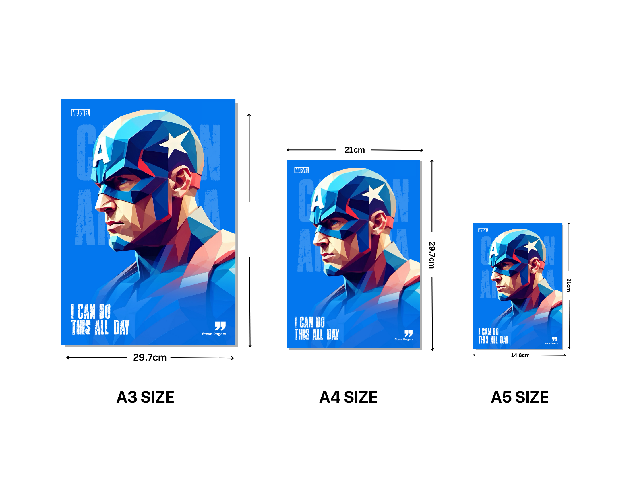 "I CAN DO THIS ALL DAY: CAPTAIN AMERICA"- Shiny & Sturdy Metallic Poster  Art That Pops & Sticks (Literally!)