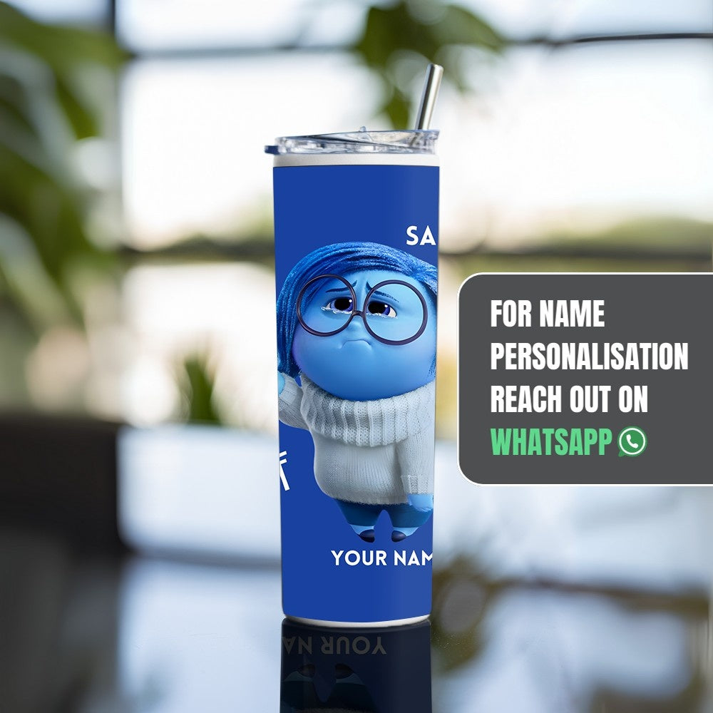"Inside Out : Sadness" Tumbler with Metal Straw