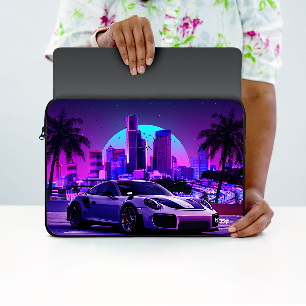 "PORSCHE - NEON CITY" Laptop Sleeves:Bold Modern Design for Every Size
