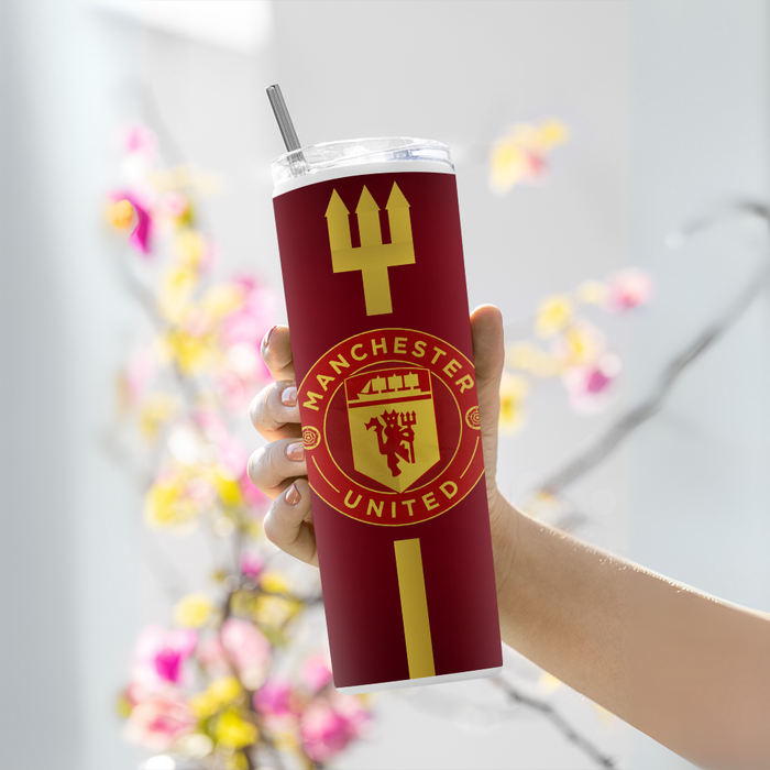 "MANCHESTER UNITED CREST" Tumbler with Metal Straw