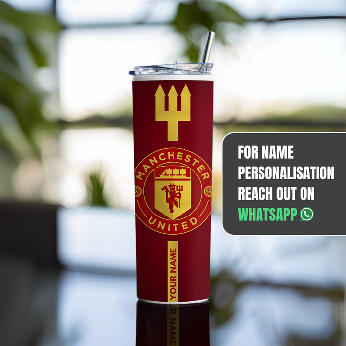 "MANCHESTER UNITED CREST" Tumbler with Metal Straw