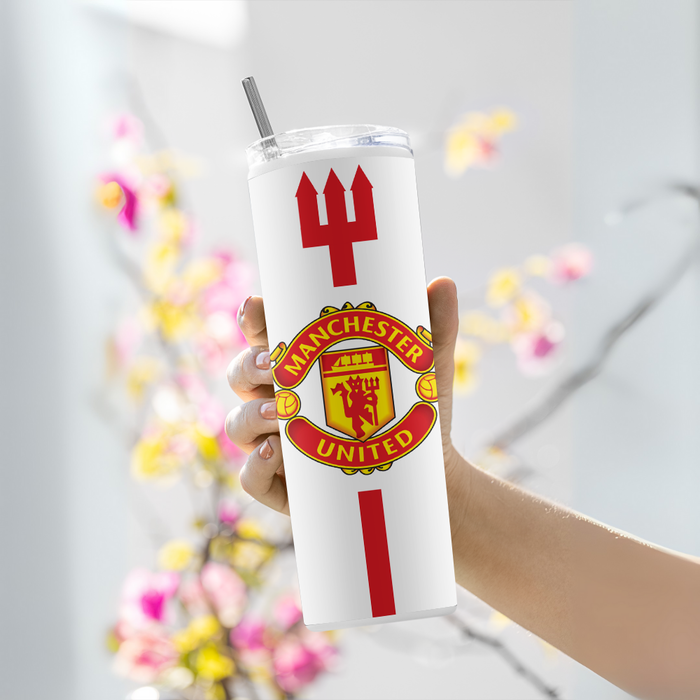 "MANCHESTER UNITED BADGE" Tumbler with Metal Straw