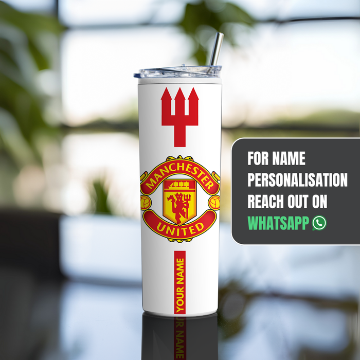 "MANCHESTER UNITED BADGE" Tumbler with Metal Straw