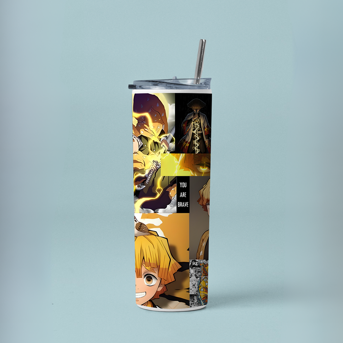 "ZENITSU - DEMON SLAYER" Tumbler with Metal Straw