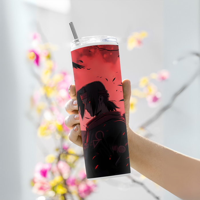 "ITACHI UCHIHA - RED MOON" Tumbler with Metal Straw
