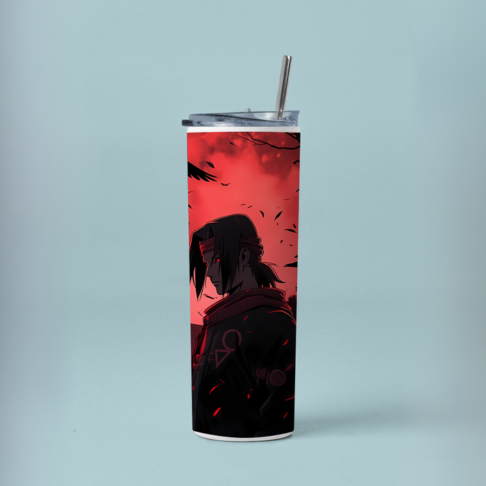 "ITACHI UCHIHA - RED MOON" Tumbler with Metal Straw