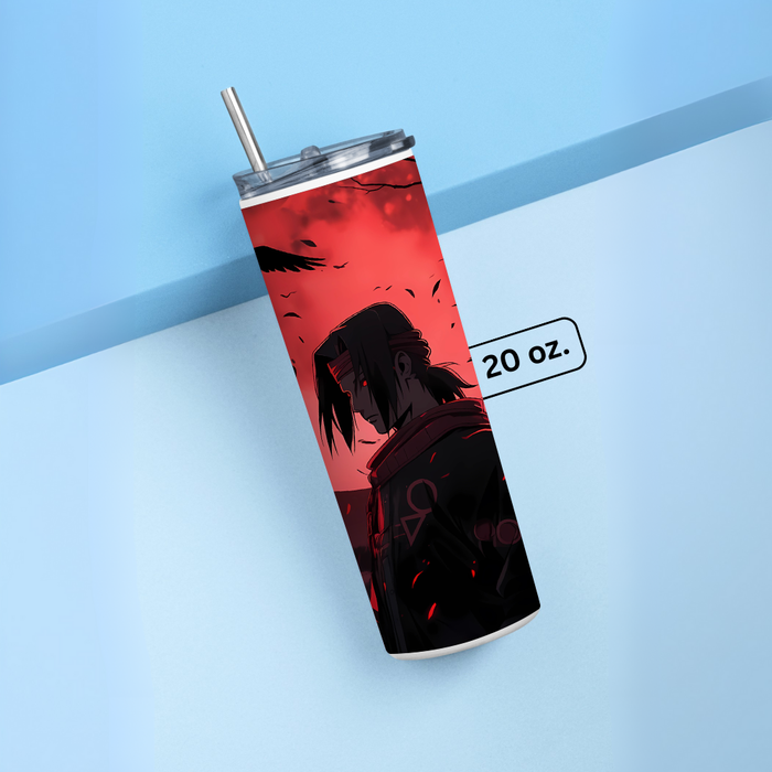 "ITACHI UCHIHA - RED MOON" Tumbler with Metal Straw