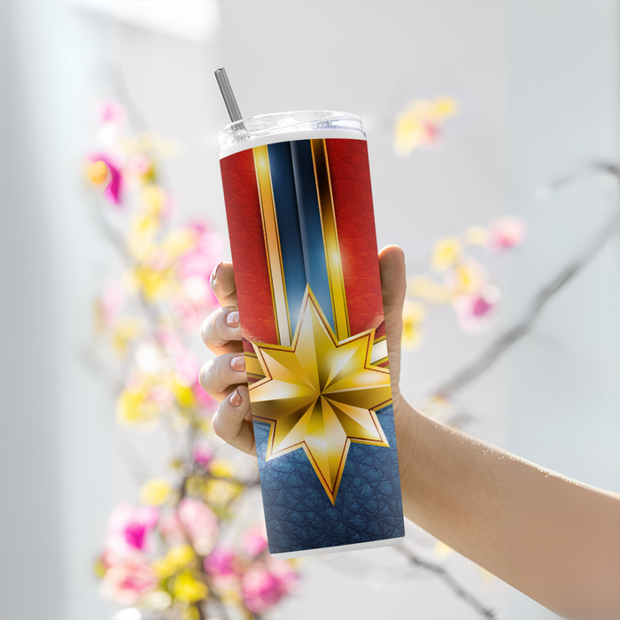 "CAPTAIN MARVEL SUIT" Tumbler with Metal Straw