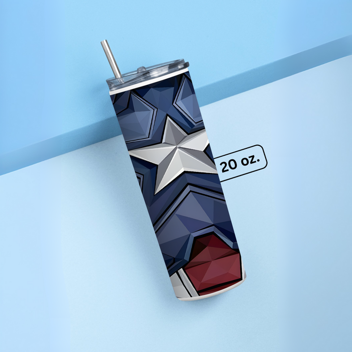 "CAPTAIN AMERICA SUIT" Tumbler with Metal Straw