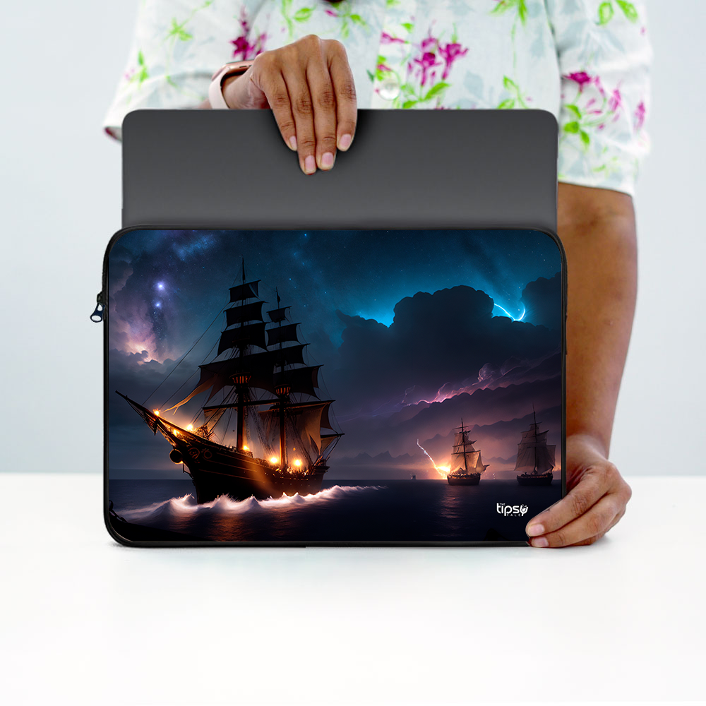 "IN THE WAVES-SHIP" Laptop Sleeves:Bold Modern Design for Every Size