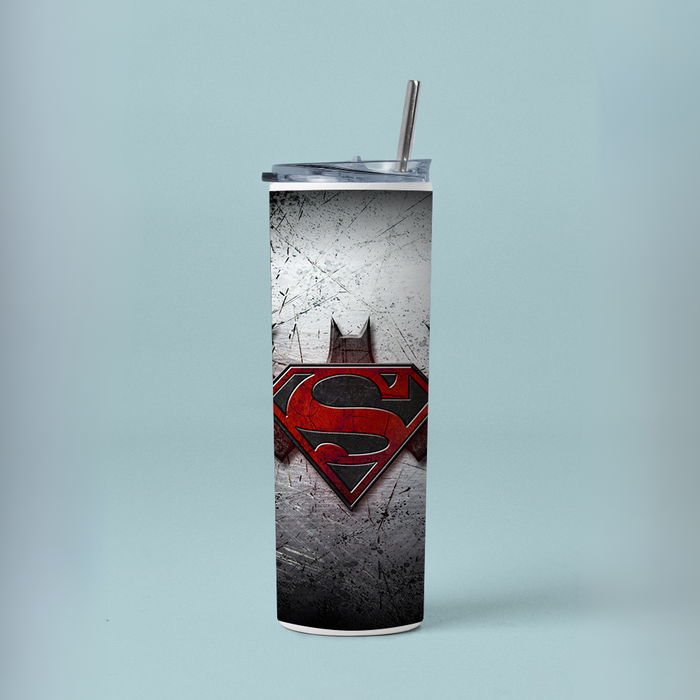 " SUPERMAN VS BATMAN" Tumbler with Metal Straw