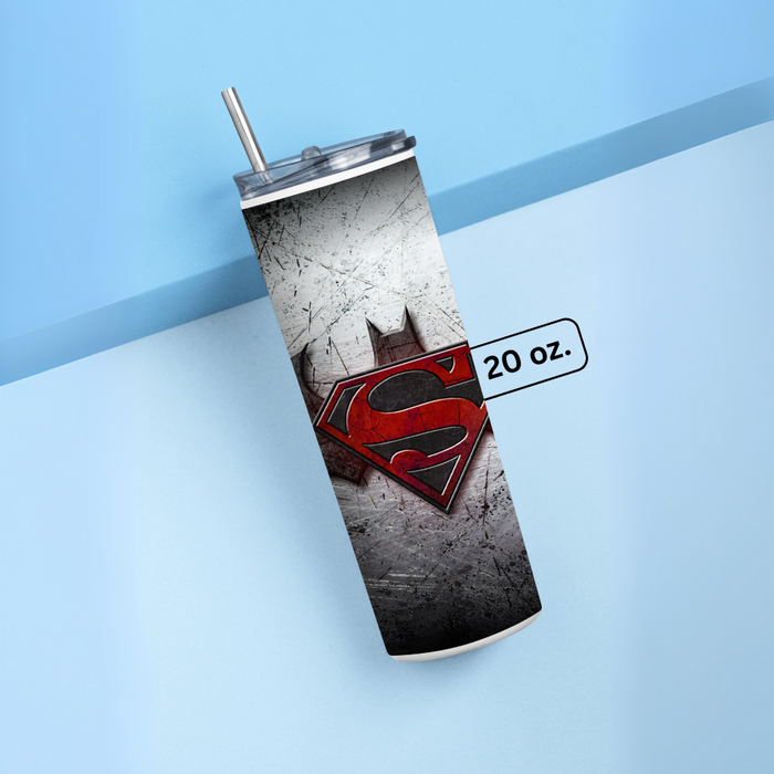" SUPERMAN VS BATMAN" Tumbler with Metal Straw