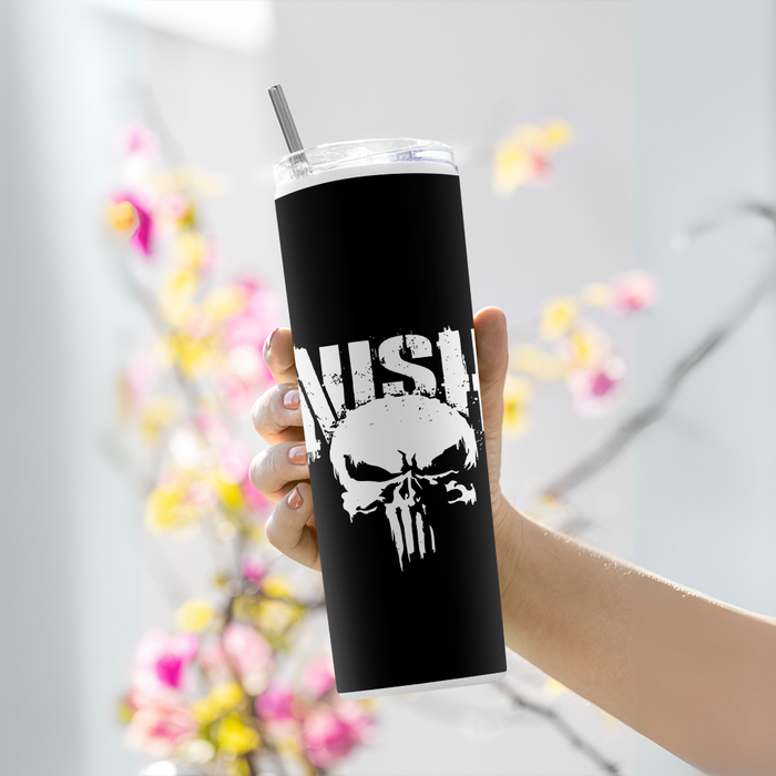 "PUNISHER MODE" Tumbler with Metal Straw