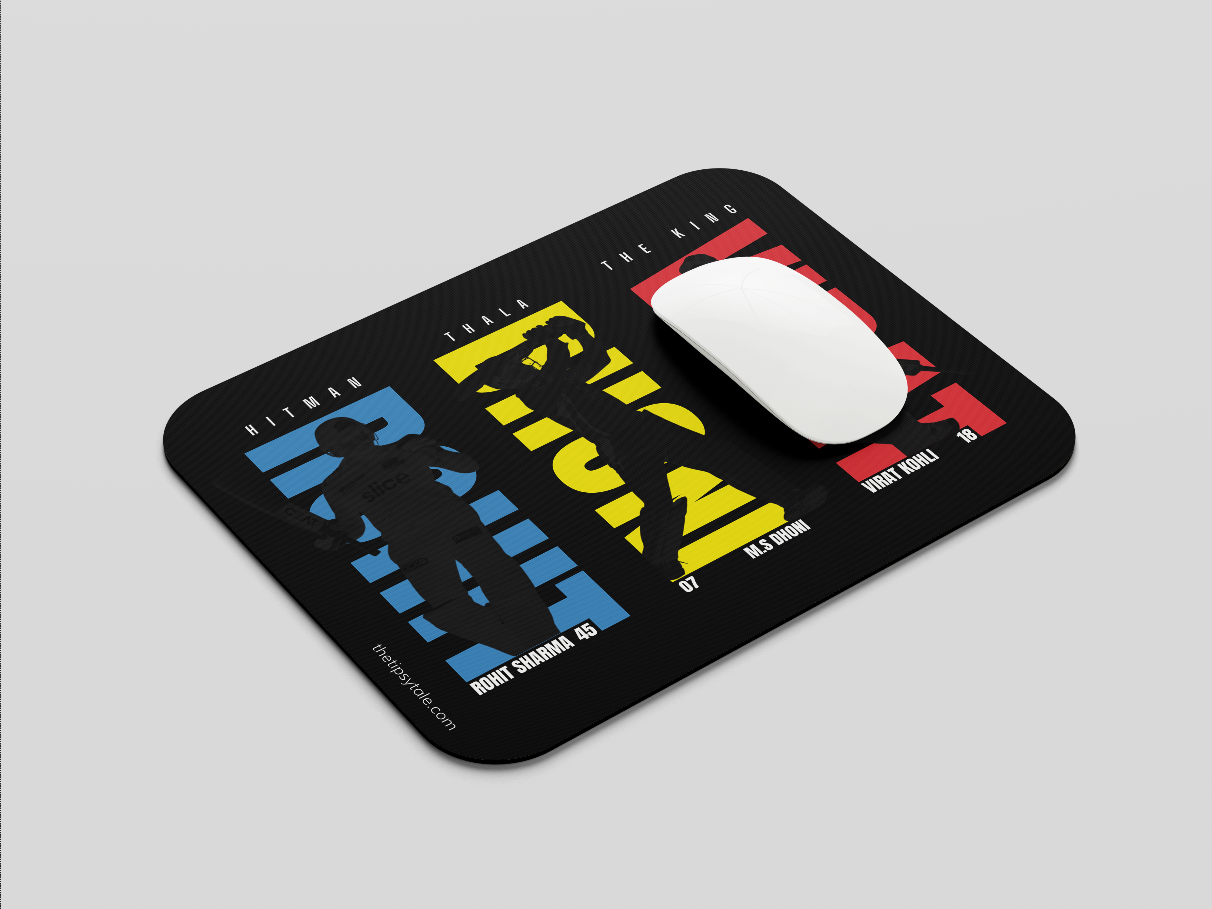 "Rohit + Dhoni + Virat = The Legends" Mousepad Enhance Your Workspace with Style