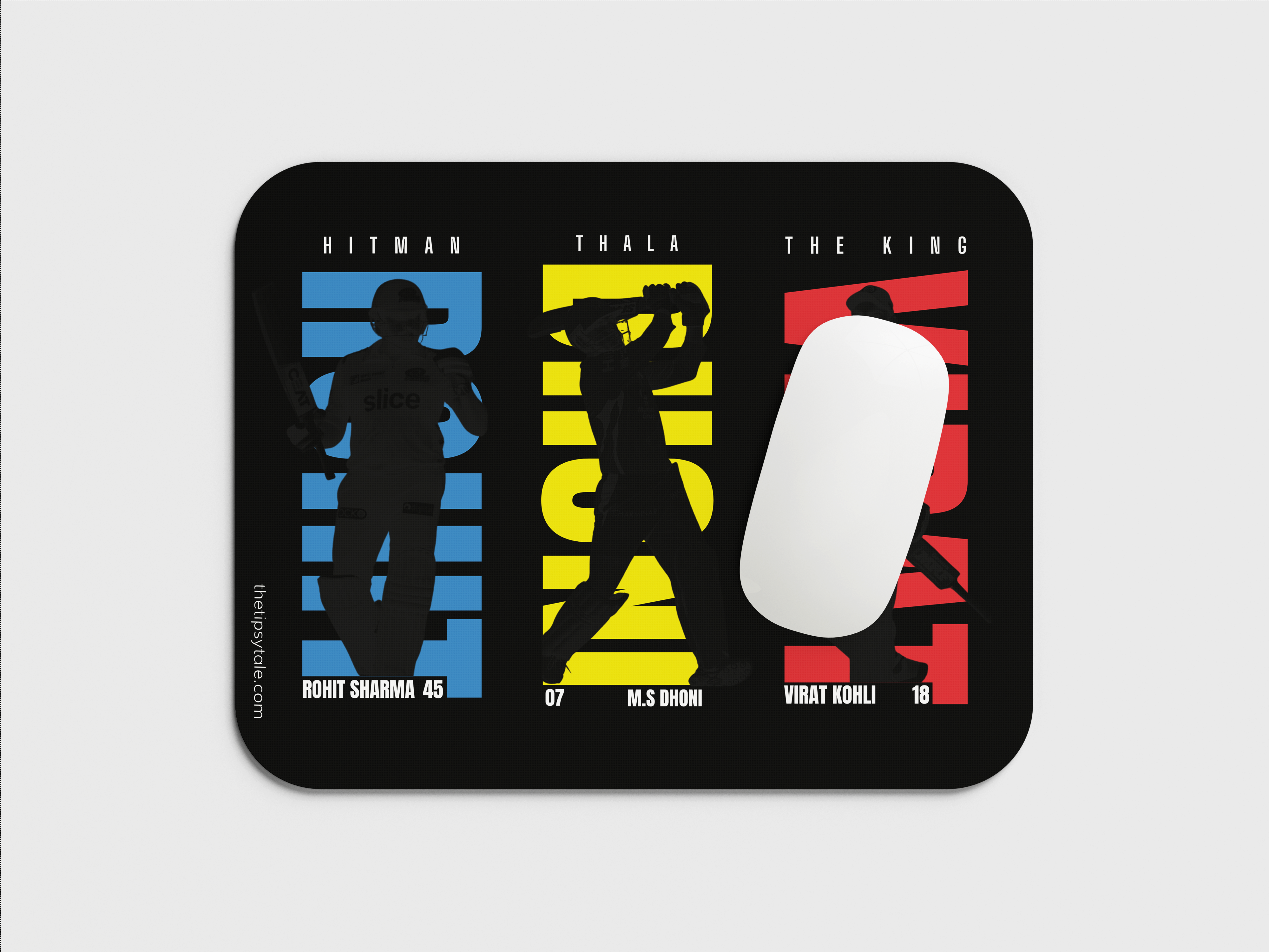 "Rohit + Dhoni + Virat = The Legends" Mousepad Enhance Your Workspace with Style