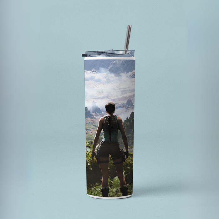 "LARA CROFT - TOMN RAIDER" Tumbler with Metal Straw