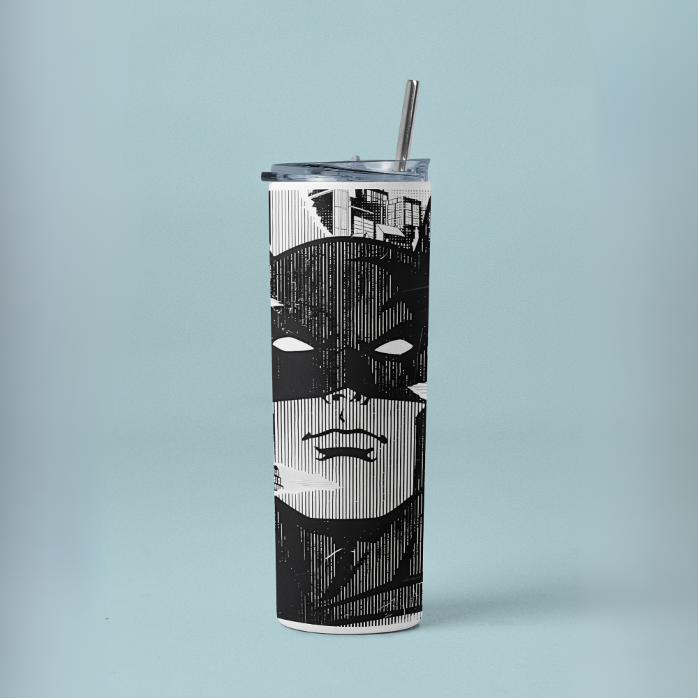 "Batman Comic Print" Tumbler with Metal Straw