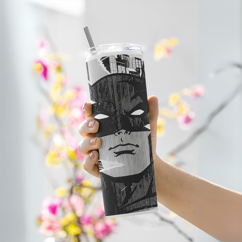 "Batman Comic Print" Tumbler with Metal Straw