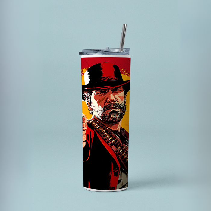 "RED DEAD REDEPTION" Tumbler with Metal Straw