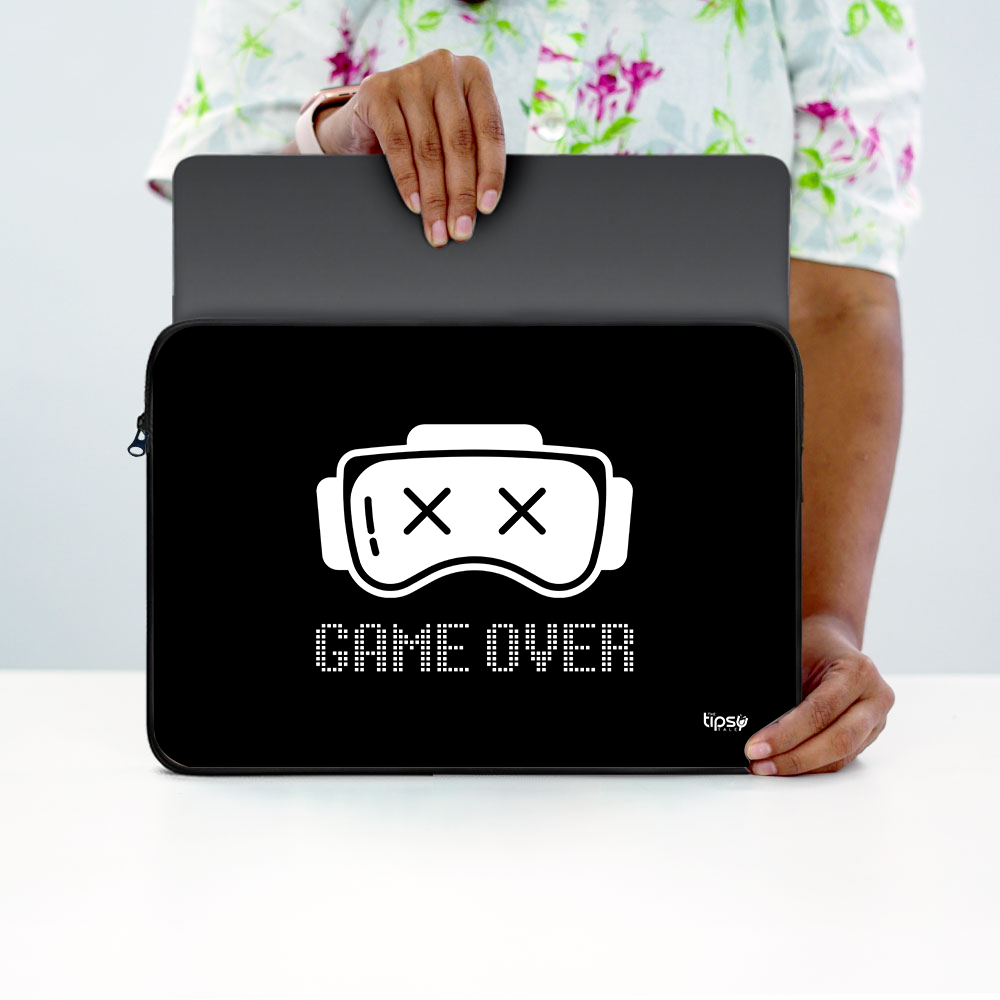 "GAME OVER - RESPAWN AGAIN" Laptop Sleeves:Bold Modern Design for Every Size