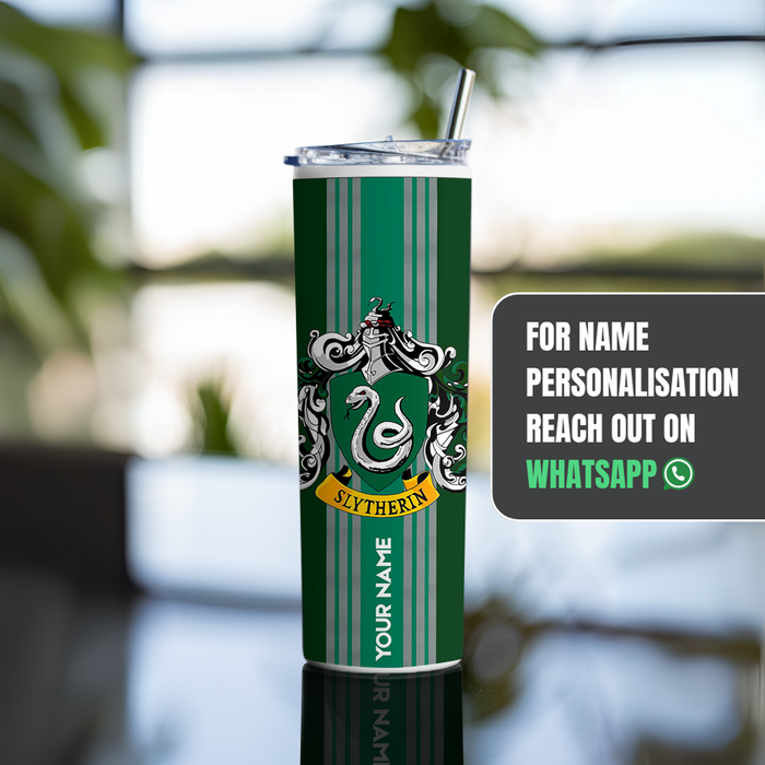 "SLYTHERIN" Tumbler with Metal Straw