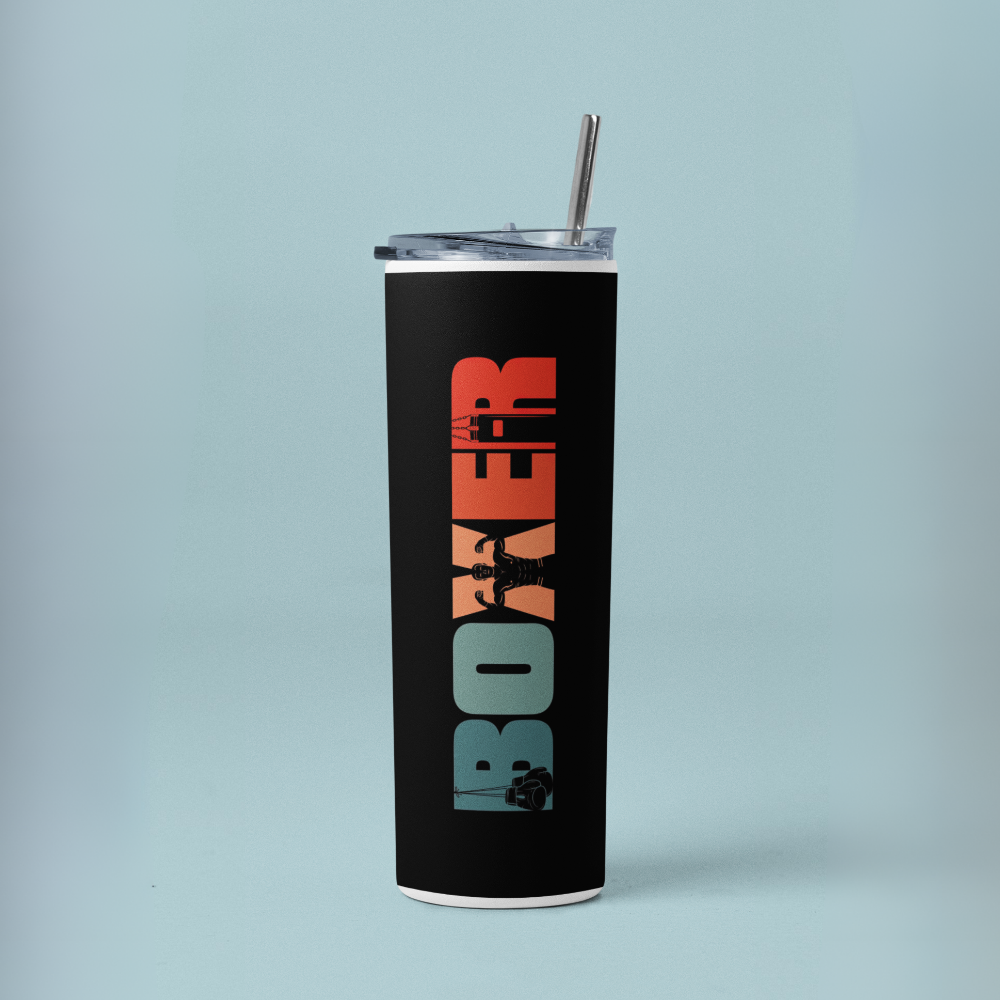 "Boxer Print" Tumbler with Metal Straw