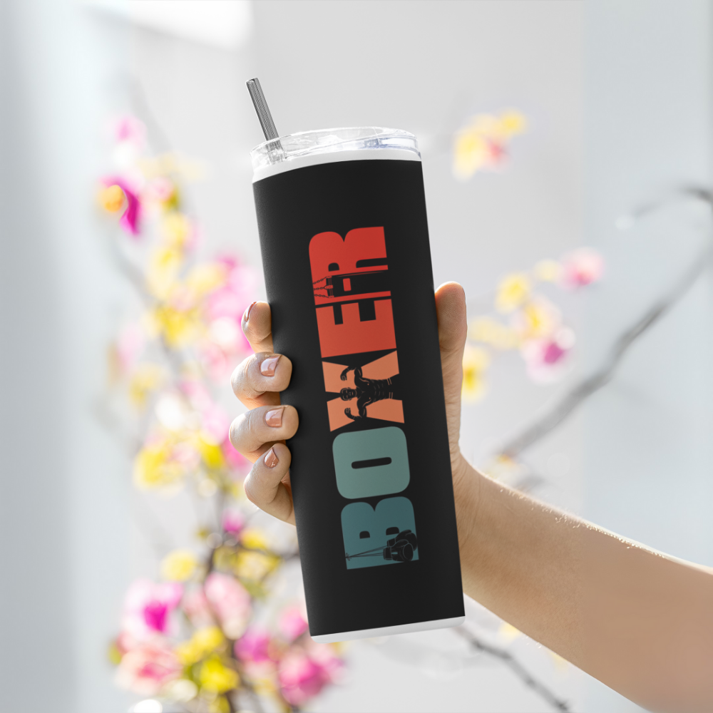 "Boxer Print" Tumbler with Metal Straw