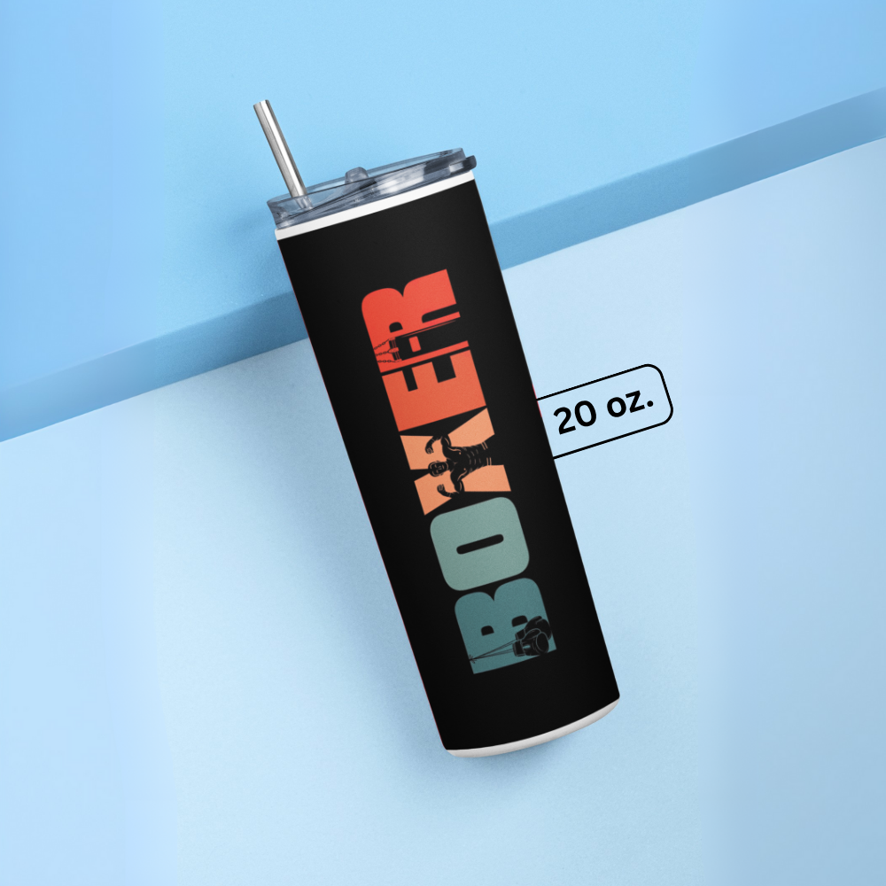 "Boxer Print" Tumbler with Metal Straw