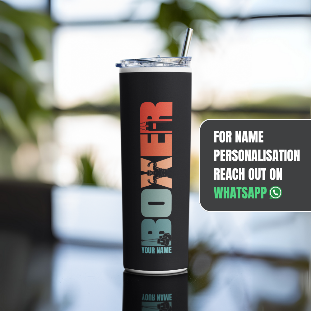 "Boxer Print" Tumbler with Metal Straw