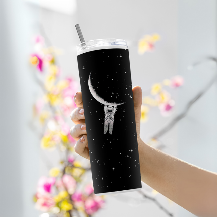 "MAN IN THE MOON" Tumbler with Metal Straw