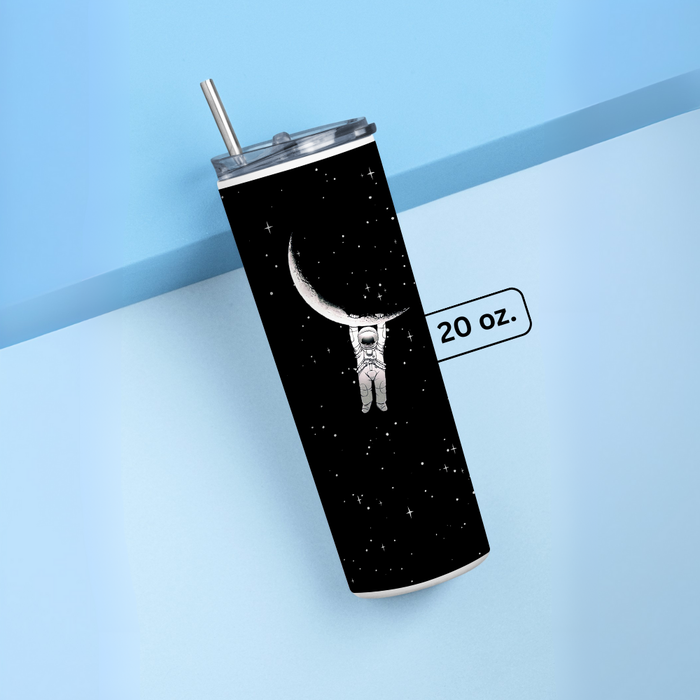 "MAN IN THE MOON" Tumbler with Metal Straw