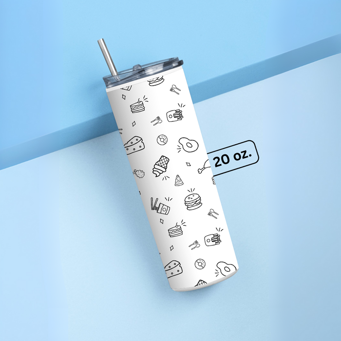 " FOOD PATTERN" Tumbler with Metal Straw