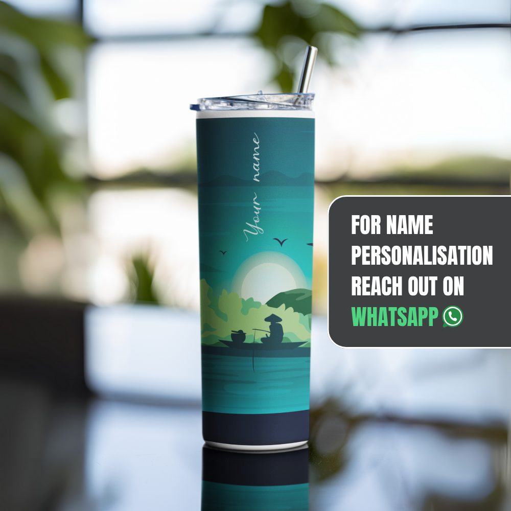"Fishing in nature" Tumbler with Metal Straw