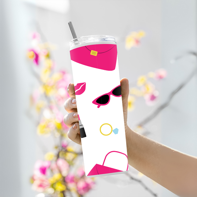"WOMEN - PINK THEME" Tumbler with Metal Straw