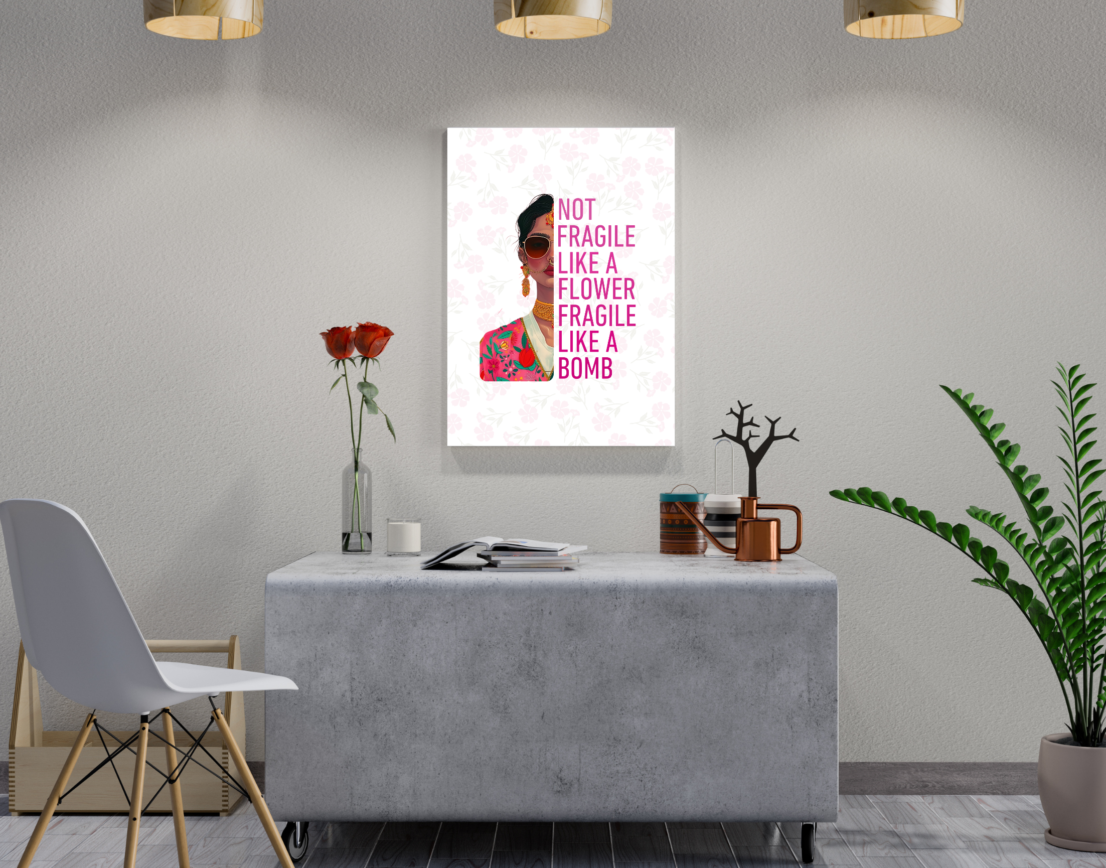 "NOT FRAGILE LIKE A FLOWER,FRAGILE LIKE A BOMB-WOMEN EDITION"- Shiny & Sturdy Metallic Poster  Art That Pops & Sticks (Literally!)