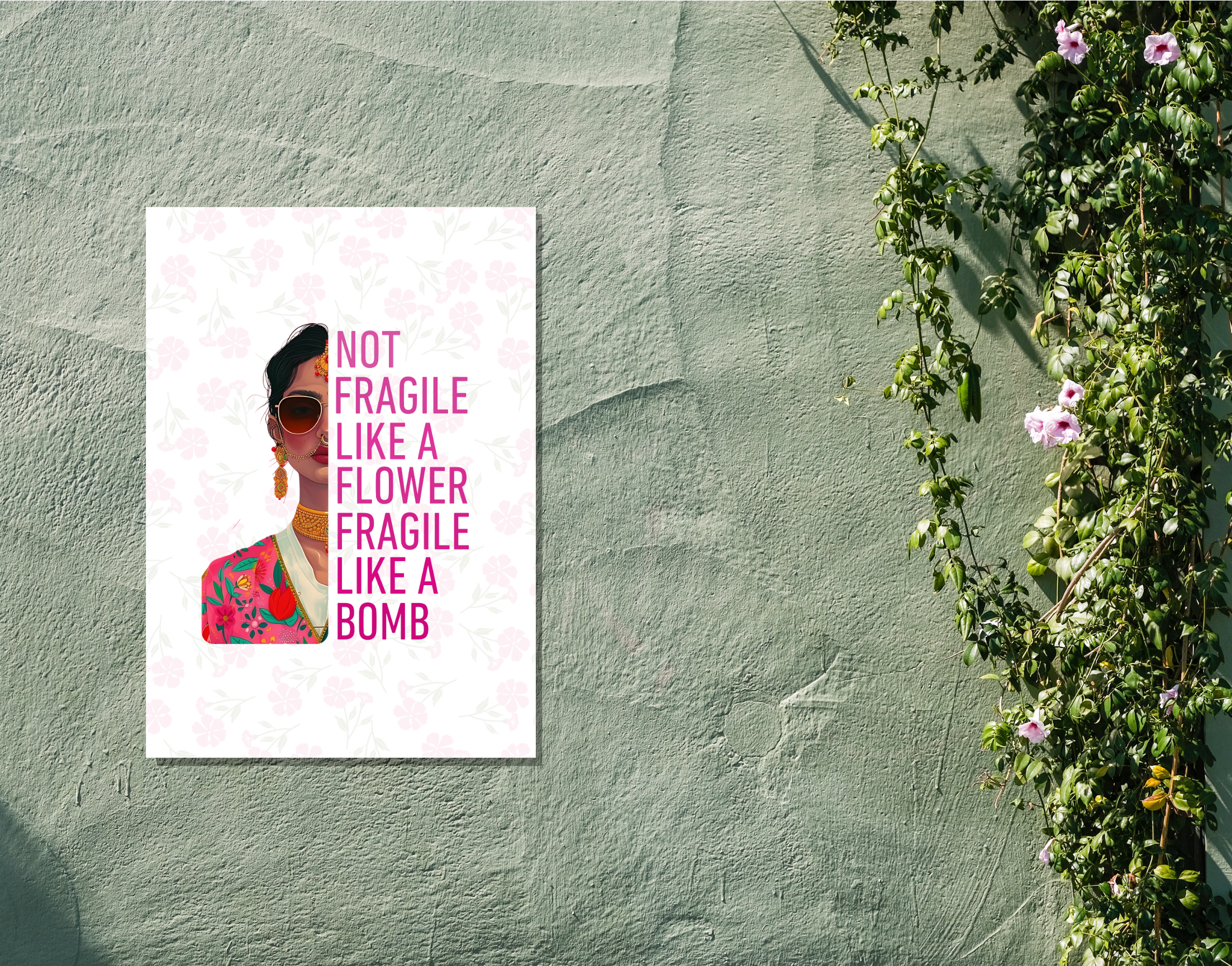 "NOT FRAGILE LIKE A FLOWER,FRAGILE LIKE A BOMB-WOMEN EDITION"- Shiny & Sturdy Metallic Poster  Art That Pops & Sticks (Literally!)