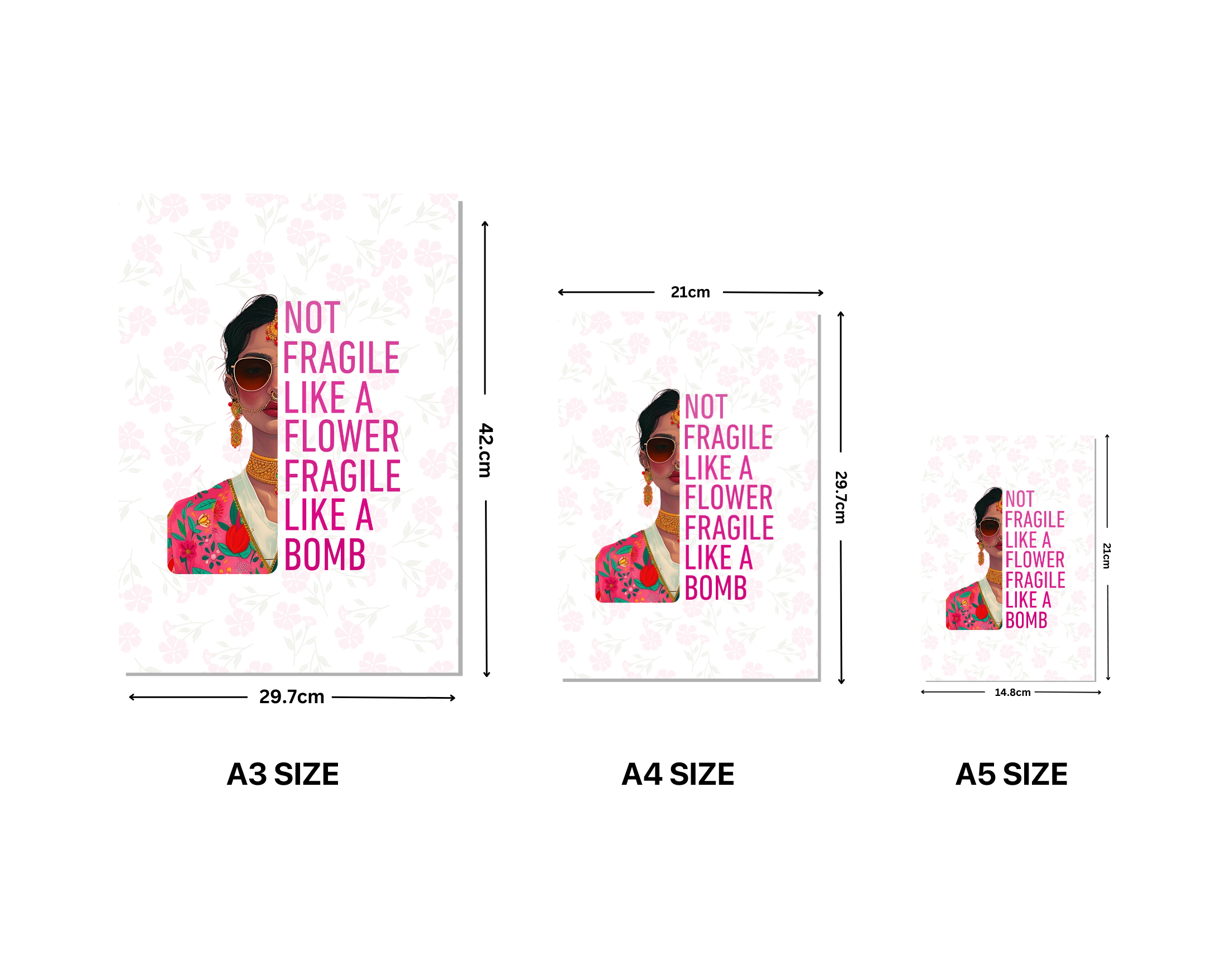 "NOT FRAGILE LIKE A FLOWER,FRAGILE LIKE A BOMB-WOMEN EDITION"- Shiny & Sturdy Metallic Poster  Art That Pops & Sticks (Literally!)