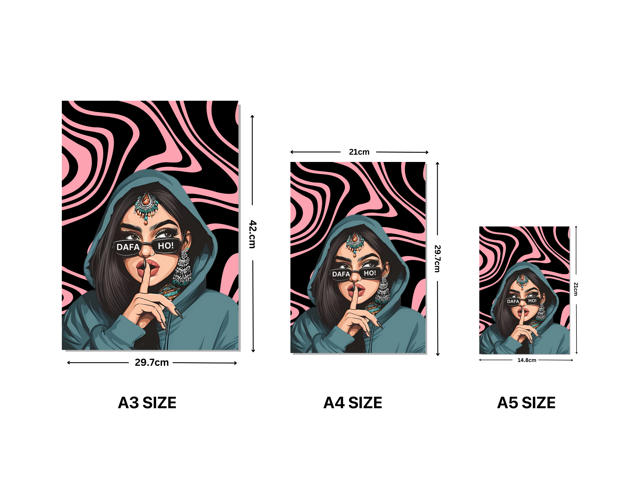 "DAFA HO-WOMEN EDITION"- Shiny & Sturdy Metallic Poster  Art That Pops & Sticks (Literally!)