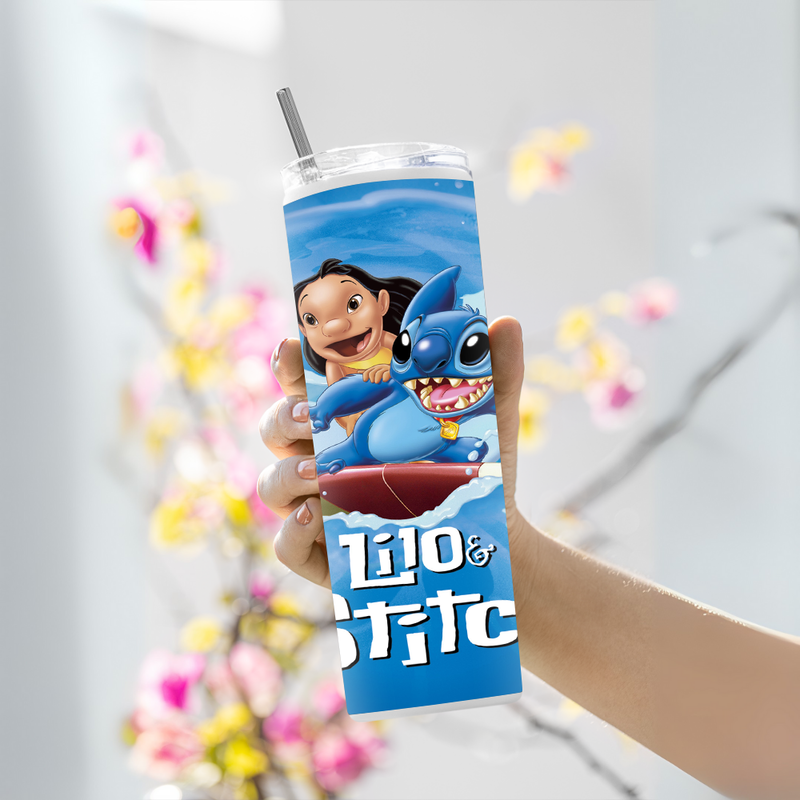 "LILO & STITCH - SURFING VIBE" Tumbler with Metal Straw