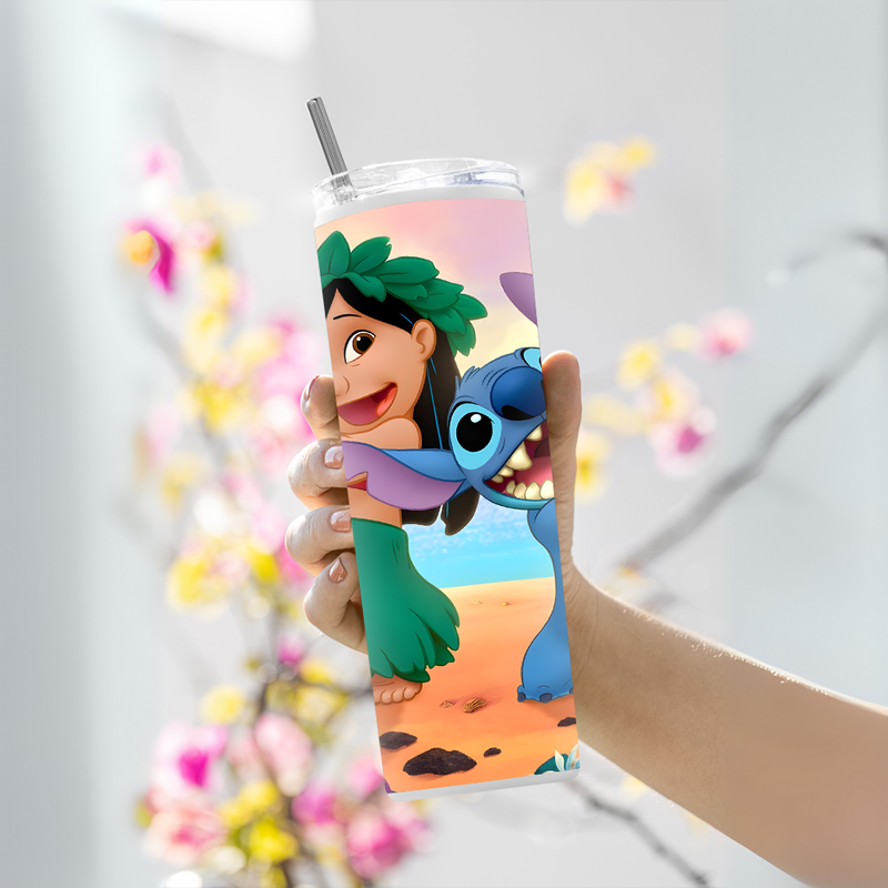 " LILO & STITCH - PARTY VIBE" Tumbler with Metal Straw