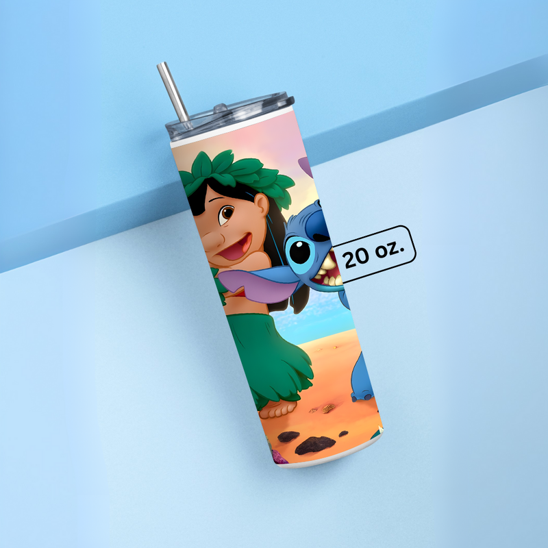 " LILO & STITCH - PARTY VIBE" Tumbler with Metal Straw