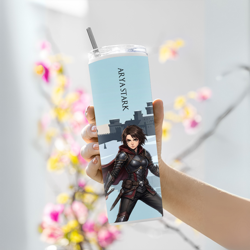 "ARYA STARK FROM WINTERFELL" Tumbler with Metal Straw