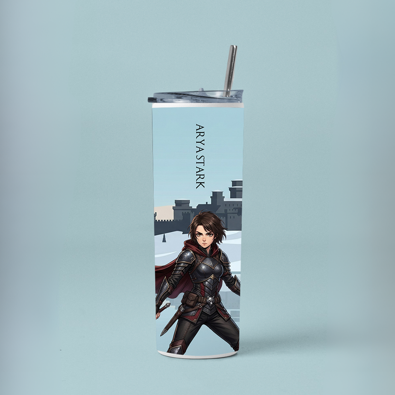 "ARYA STARK FROM WINTERFELL" Tumbler with Metal Straw