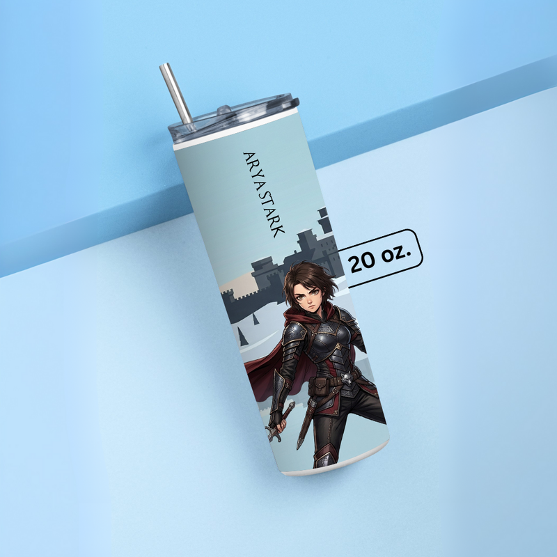 "ARYA STARK FROM WINTERFELL" Tumbler with Metal Straw