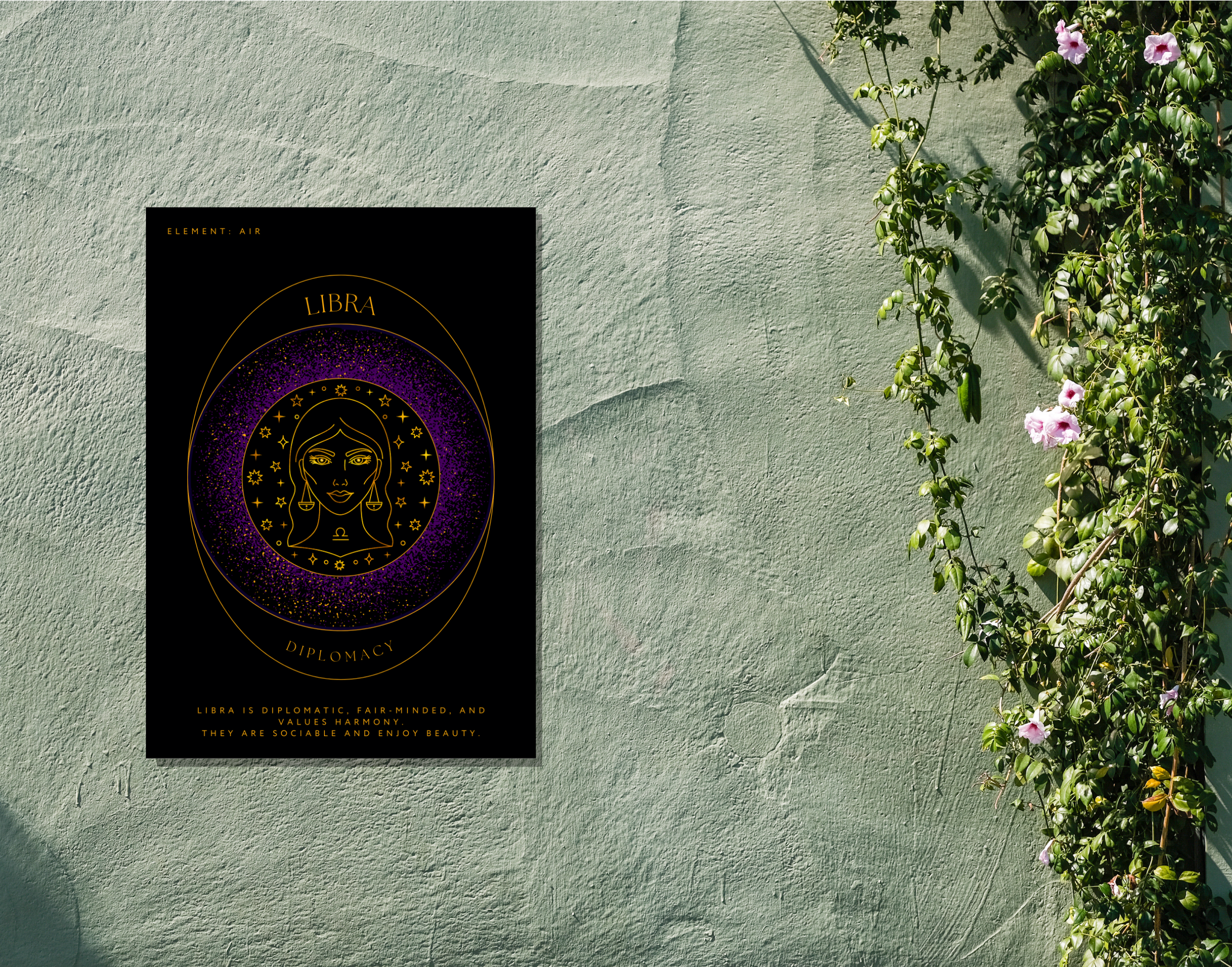 "LIBRA-ZODIAC EDITION"- Shiny & Sturdy Metallic Poster  Art That Pops & Sticks (Literally!)